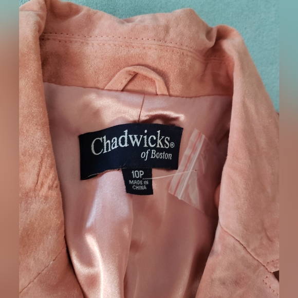 Coral/pink Peach Suede Chadwicks of Boston Classic Lined Blazer 10 petite - Picture 3 of 16